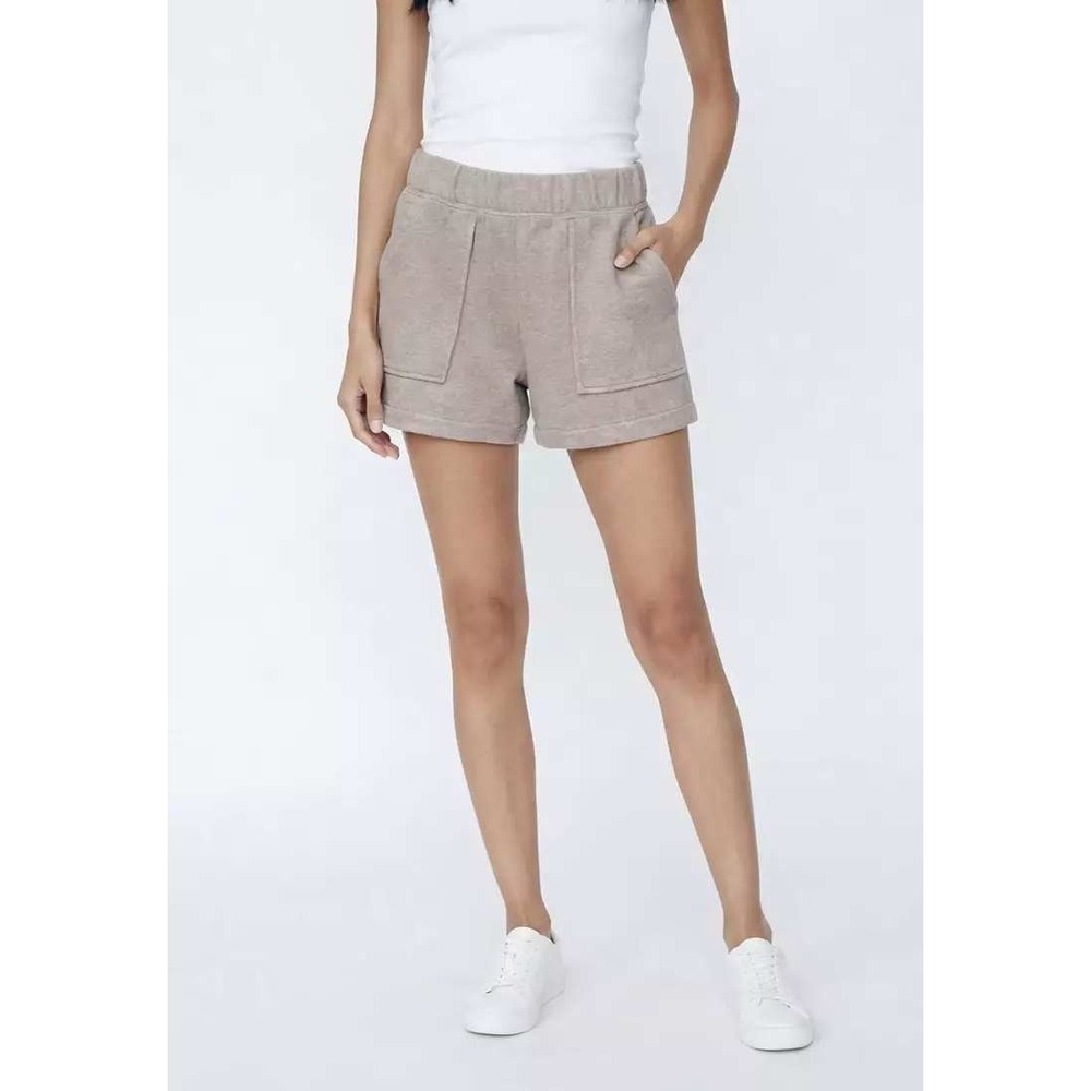 Arie Go To Fleece Sweat Shorts S Gray High Waisted Pockets Athleisure Lounge